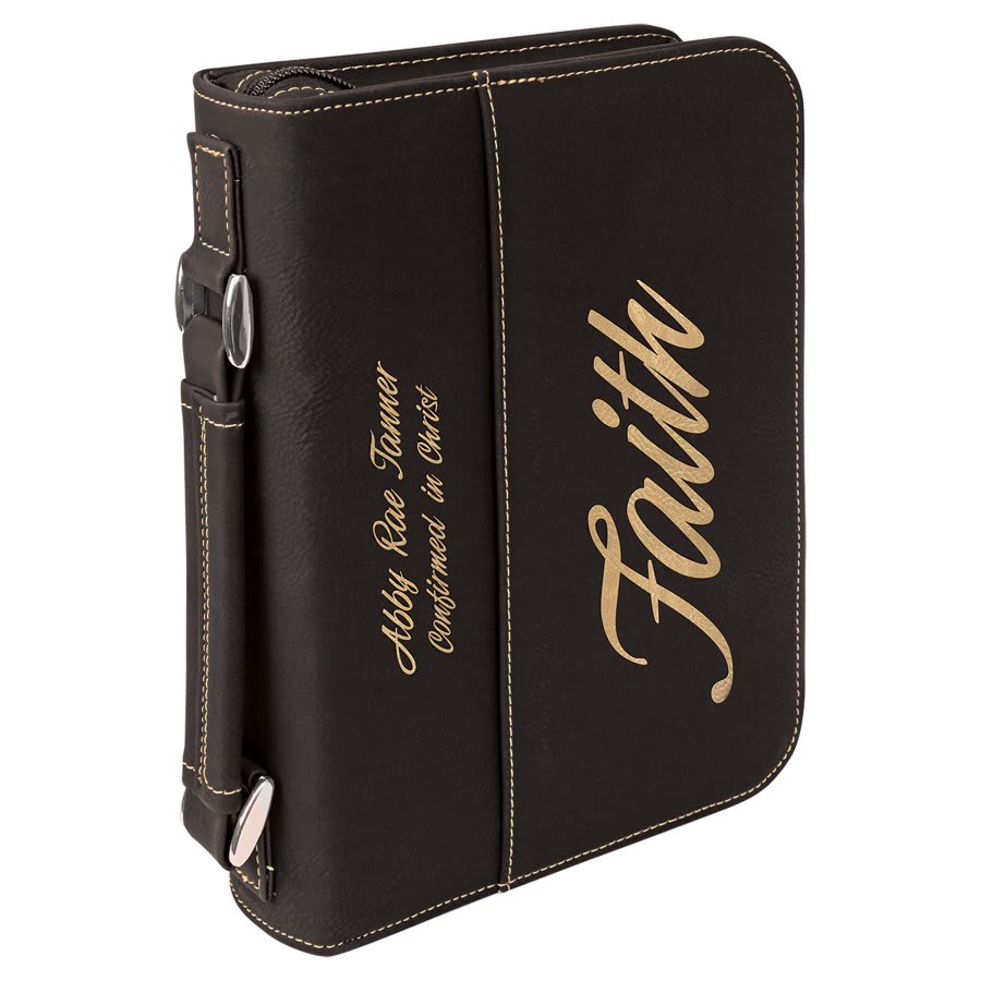 6 3/4" x 9 1/4" Pink Leatherette Book/Bible Cover with Handle & Zipper