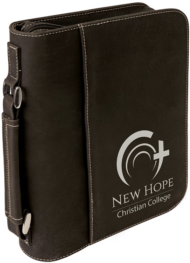 7 1/2" x 10 3/4" Blue/Silver Leatherette Book/Bible Cover with Handle & Zipper