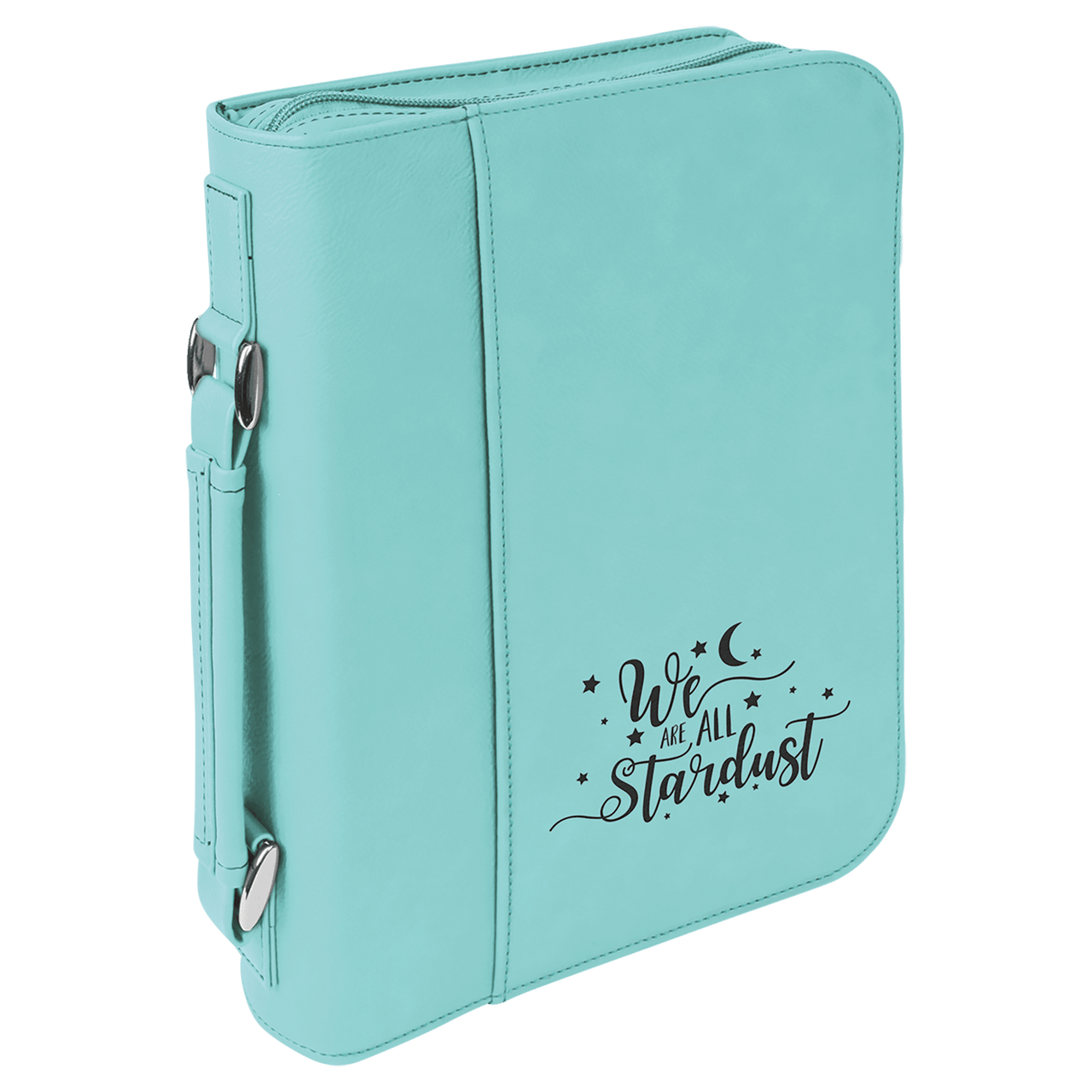 7 1/2" x 10 3/4" Blue/Silver Leatherette Book/Bible Cover with Handle & Zipper