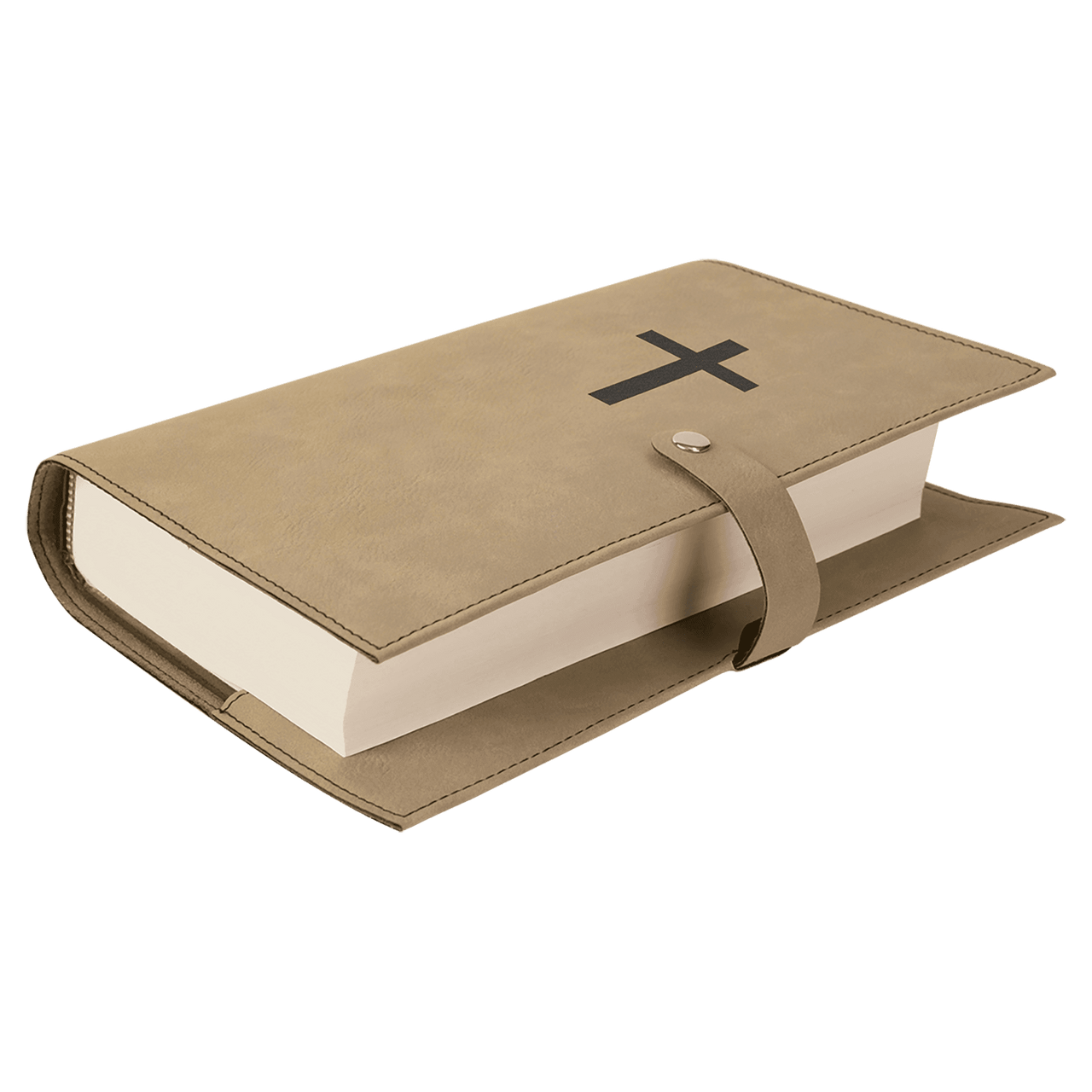 6 1/2" x 8 3/4" Black/Gold Leatherette Book/Bible Cover with Snap Closure