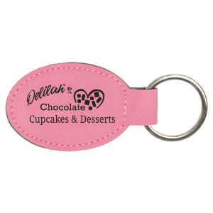 3" x 1 3/4" Dark Brown Laserable Leatherette Oval Keychain