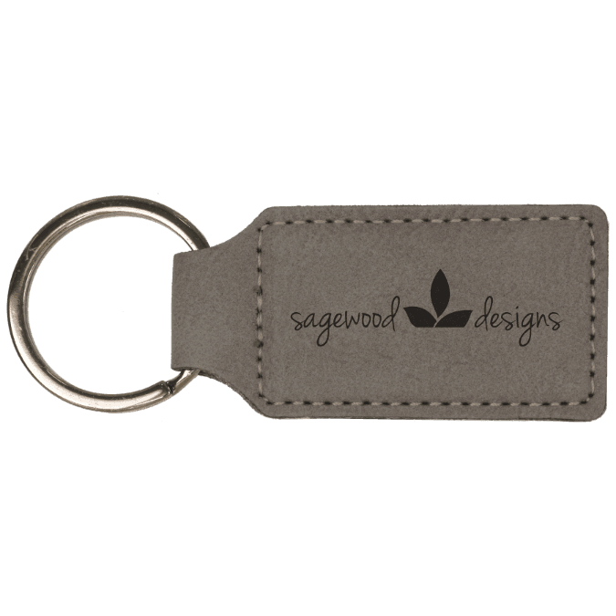 2 3/4" x 1 1/4" Dark Brown Laserable Leatherette Rectangle Keychain