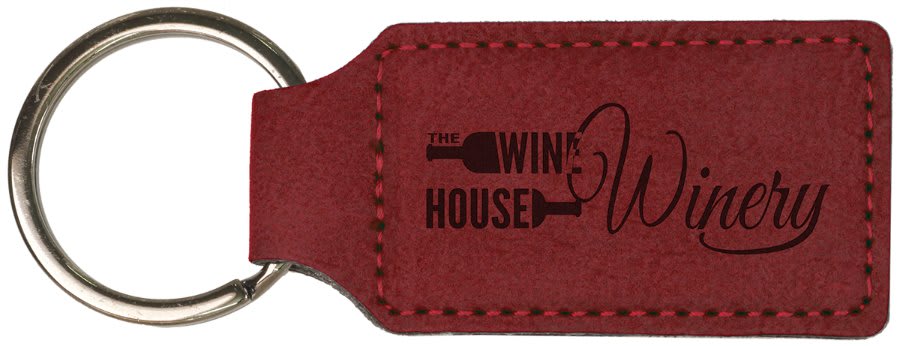 2 3/4" x 1 1/4" Dark Brown Laserable Leatherette Rectangle Keychain