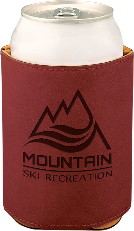 3 3/4" Blue/Black Laserable Leatherette Beverage Holder