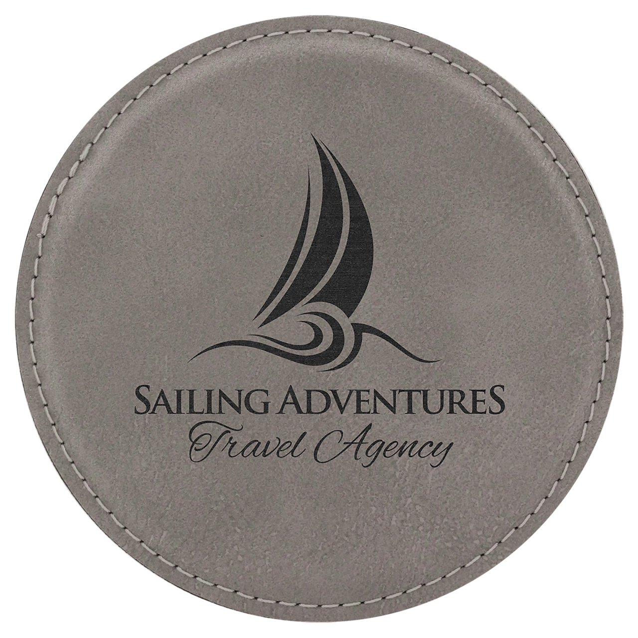 4" Round Teal Laserable Leatherette Coaster