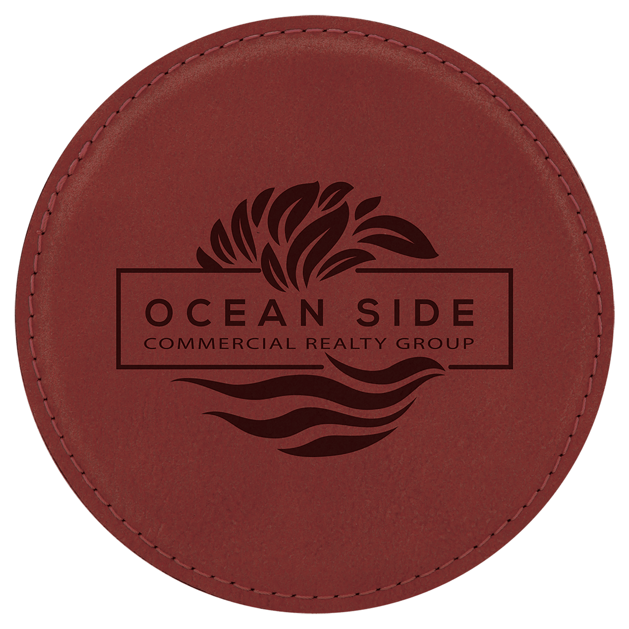 4" Round Teal Laserable Leatherette Coaster
