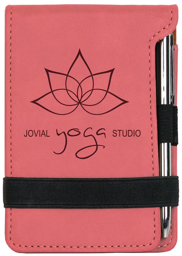 3 1/4" x 4 3/4" Rawhide Laserable Leatherette Mini Notepad with Pen