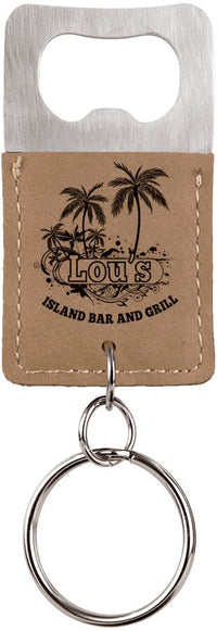 Thumbnail for Rectangle Dark Brown Laserable Leatherette Bottle Opener Keychain