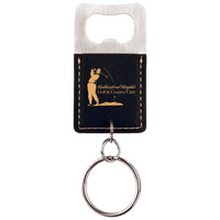 Thumbnail for Rectangle Black/Gold Laserable Leatherette Bottle Opener Keychain