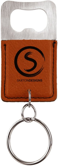 Thumbnail for Rectangle Dark Brown Laserable Leatherette Bottle Opener Keychain