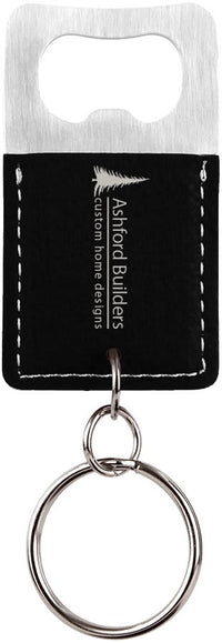 Thumbnail for Rectangle Dark Brown Laserable Leatherette Bottle Opener Keychain