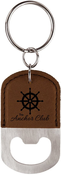 Thumbnail for Oval Teal Laserable Leatherette Bottle Opener Keychain