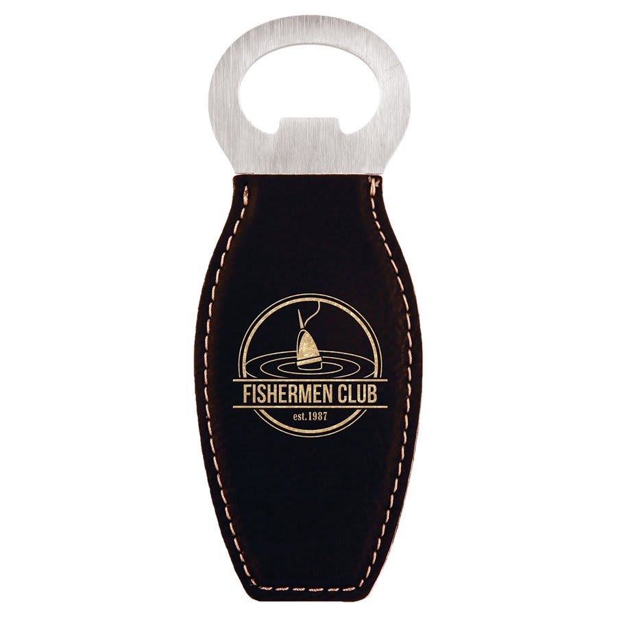 Teal Laserable Leatherette Bottle Opener with Magnet