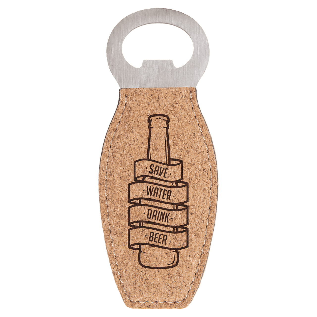 Teal Laserable Leatherette Bottle Opener with Magnet