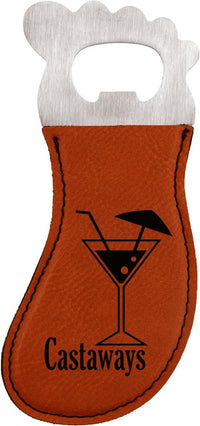 Thumbnail for Dark Brown Laserable Leatherette Foot Shaped Bottle Opener with Magnet