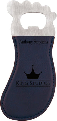 Thumbnail for Dark Brown Laserable Leatherette Foot Shaped Bottle Opener with Magnet