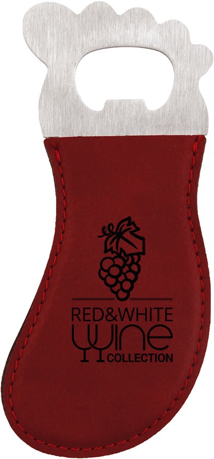 Dark Brown Laserable Leatherette Foot Shaped Bottle Opener with Magnet