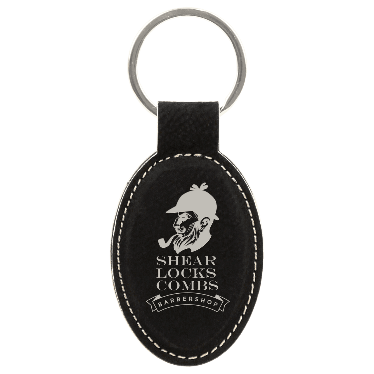 3" x 1 3/4" Dark Brown Laserable Leatherette Oval Keychain