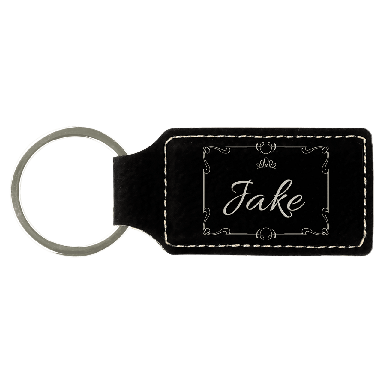 2 3/4" x 1 1/4" Dark Brown Laserable Leatherette Rectangle Keychain