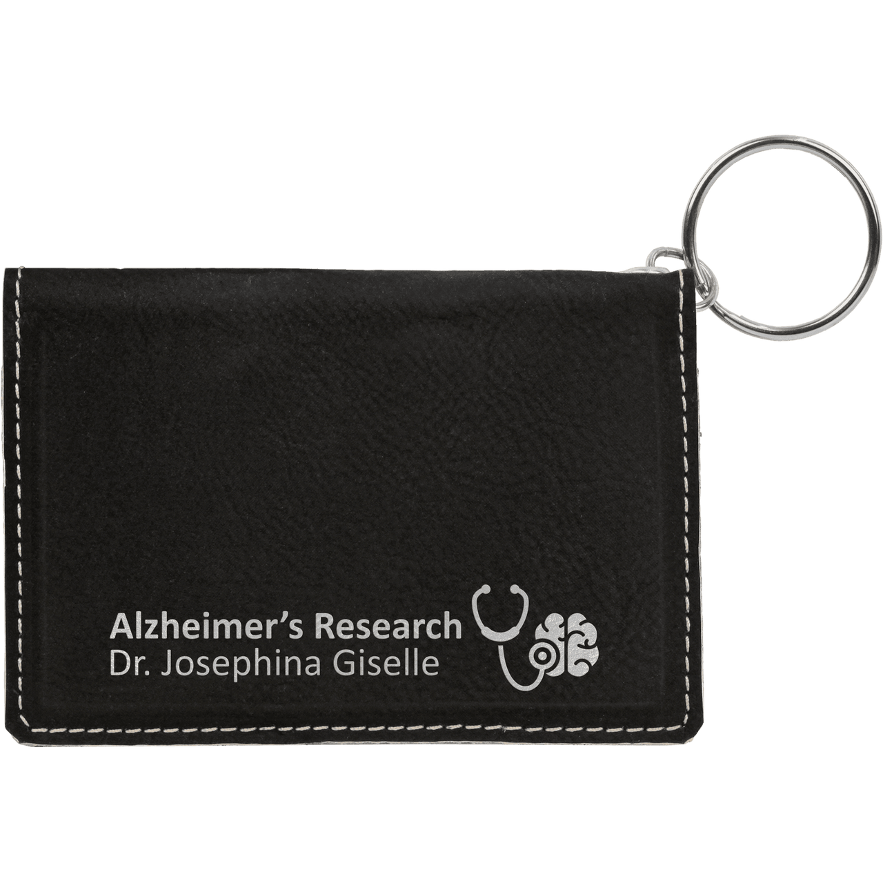 4 1/4" x 3" Rawhide Laserable Leatherette Keychain ID Holder