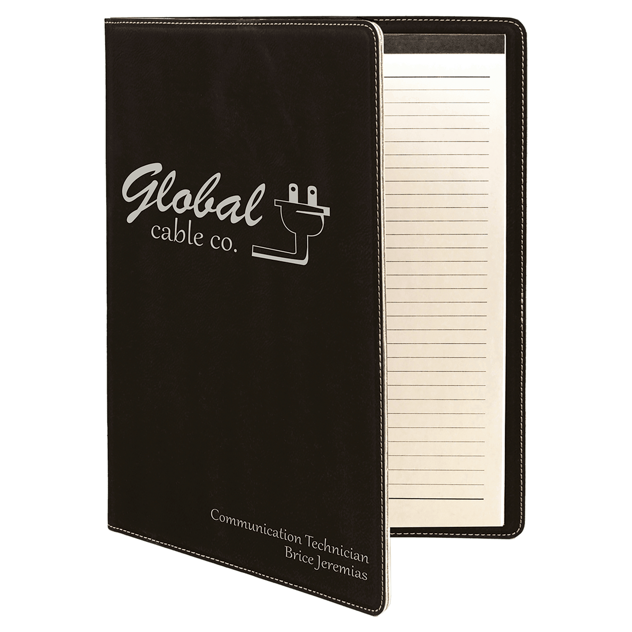 9 1/2" x 12" Pink Laserable Leatherette Portfolio with Notepad