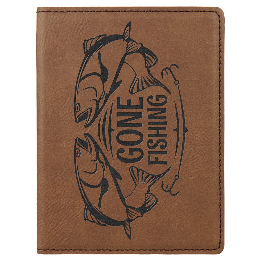 4 1/4" x 5 1/2" Black/Silver Laserable Leatherette Passport Holder