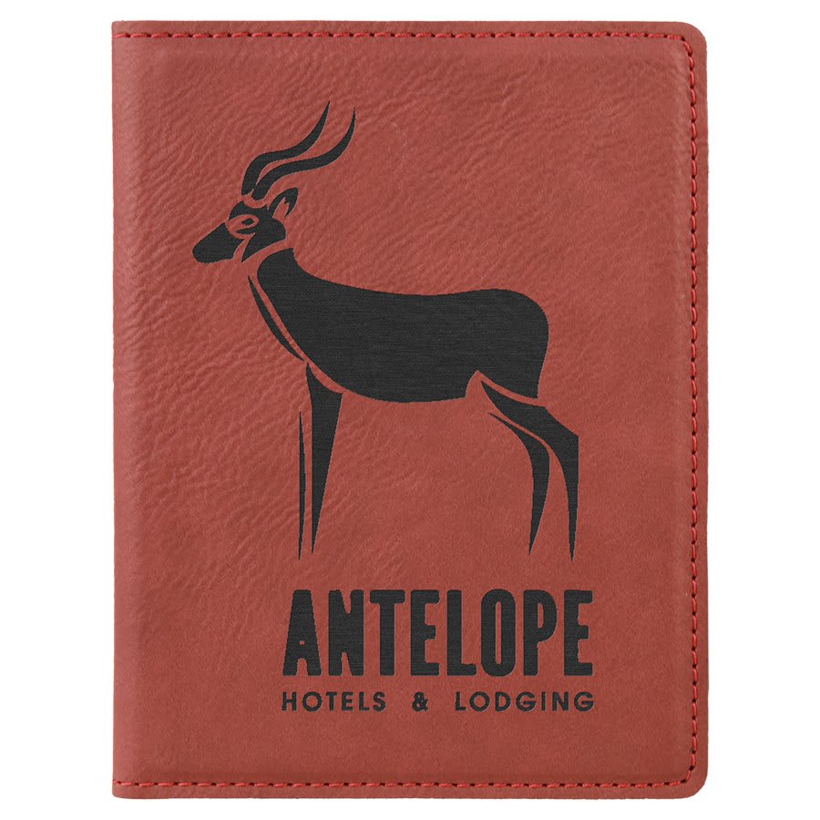 4 1/4" x 5 1/2" Black/Silver Laserable Leatherette Passport Holder