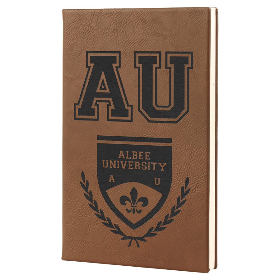 5 1/4" x 8 1/4" Dark Brown Laserable Leatherette Journal with Lined Notepad