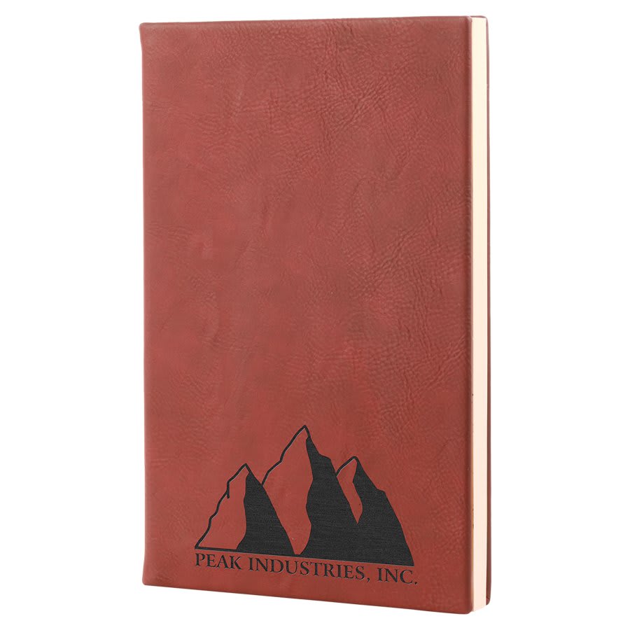5 1/4" x 8 1/4" Dark Brown Laserable Leatherette Journal with Lined Notepad