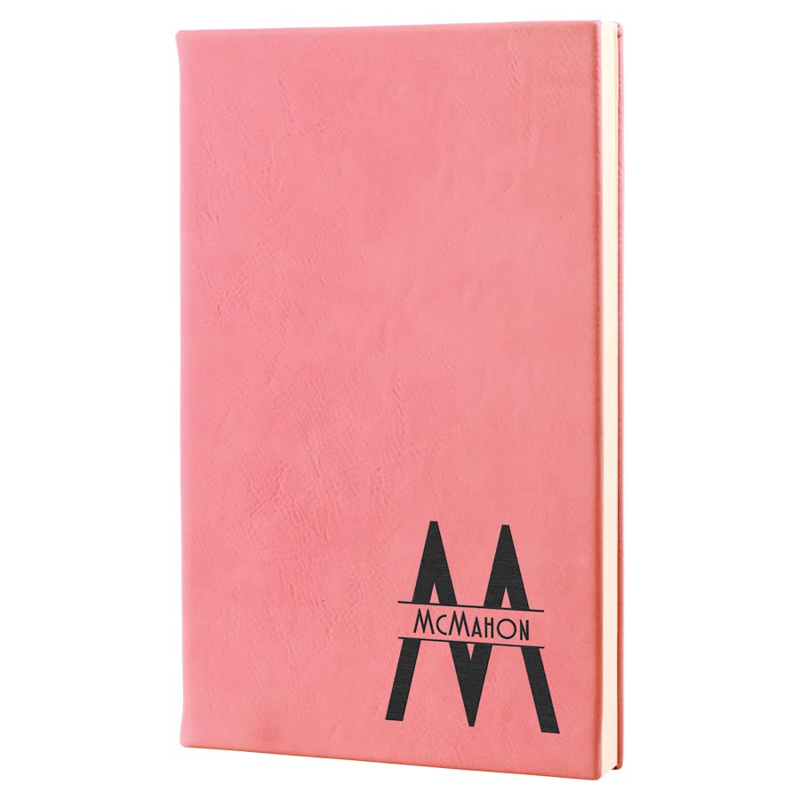 5 1/4" x 8 1/4" Dark Brown Laserable Leatherette Journal with Lined Notepad