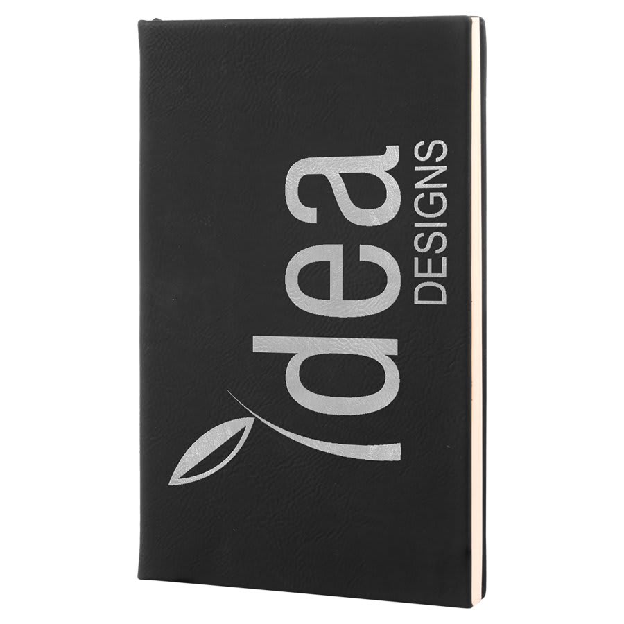 5 1/4" x 8 1/4" Dark Brown Laserable Leatherette Journal with Lined Notepad