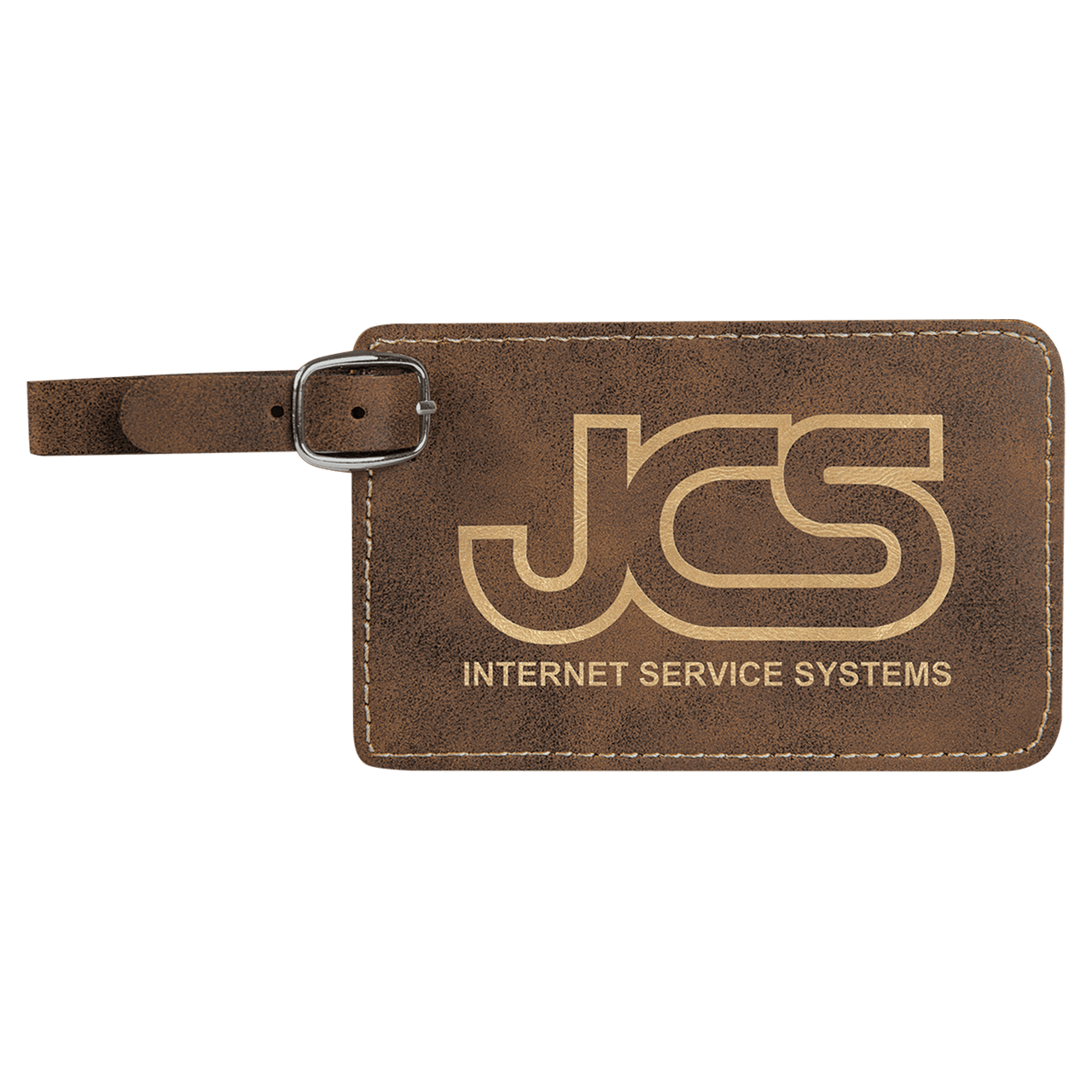 4 1/4" x 2 3/4" Rustic/Gold Laserable Leatherette Luggage Tag