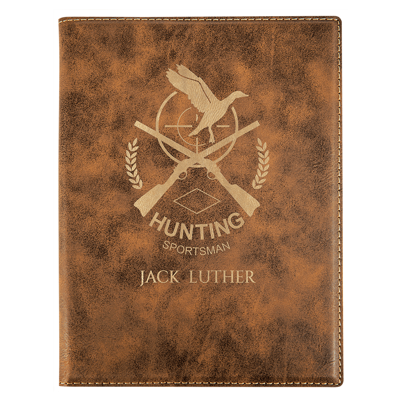 7" x 9" Rustic/Gold Laserable Leatherette Small Portfolio with Notepad
