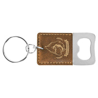 Thumbnail for Rectangle Rustic/Gold Laserable Leatherette Bottle Opener Keychain