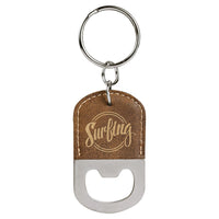 Thumbnail for Oval Rustic/Gold Laserable Leatherette Bottle Opener Keychain