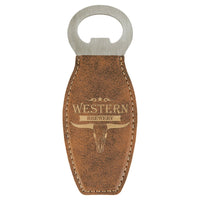 Thumbnail for Rustic/Gold Laserable Leatherette Bottle Opener with Magnet