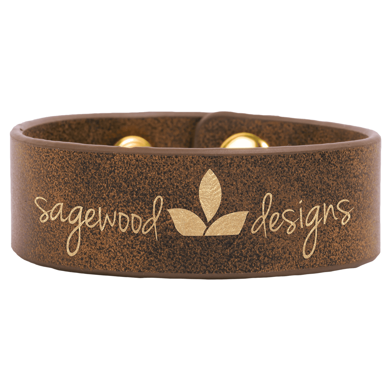 9 1/2" x 1" Rustic/Gold Laserable Leatherette Cuff Bracelet
