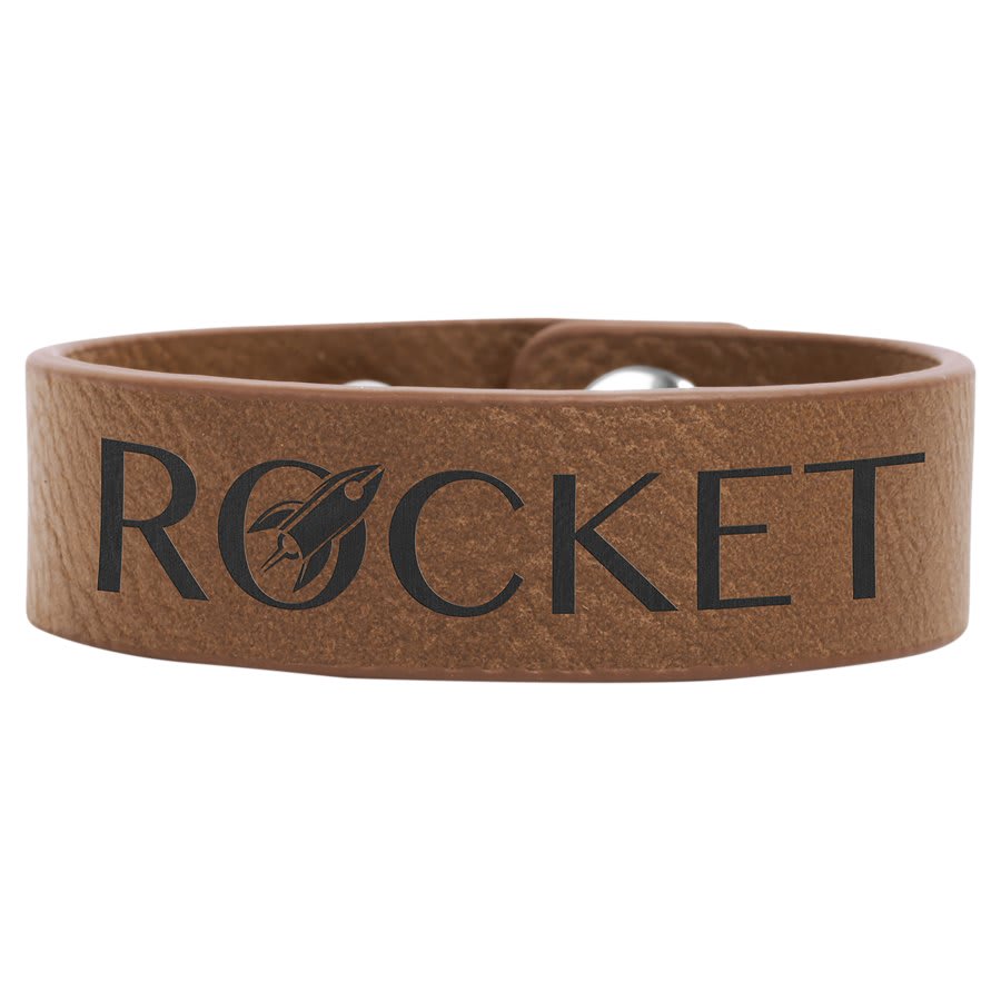 8 1/2" x 3/4" Light Brown Laserable Leatherette Youth Cuff Bracelet