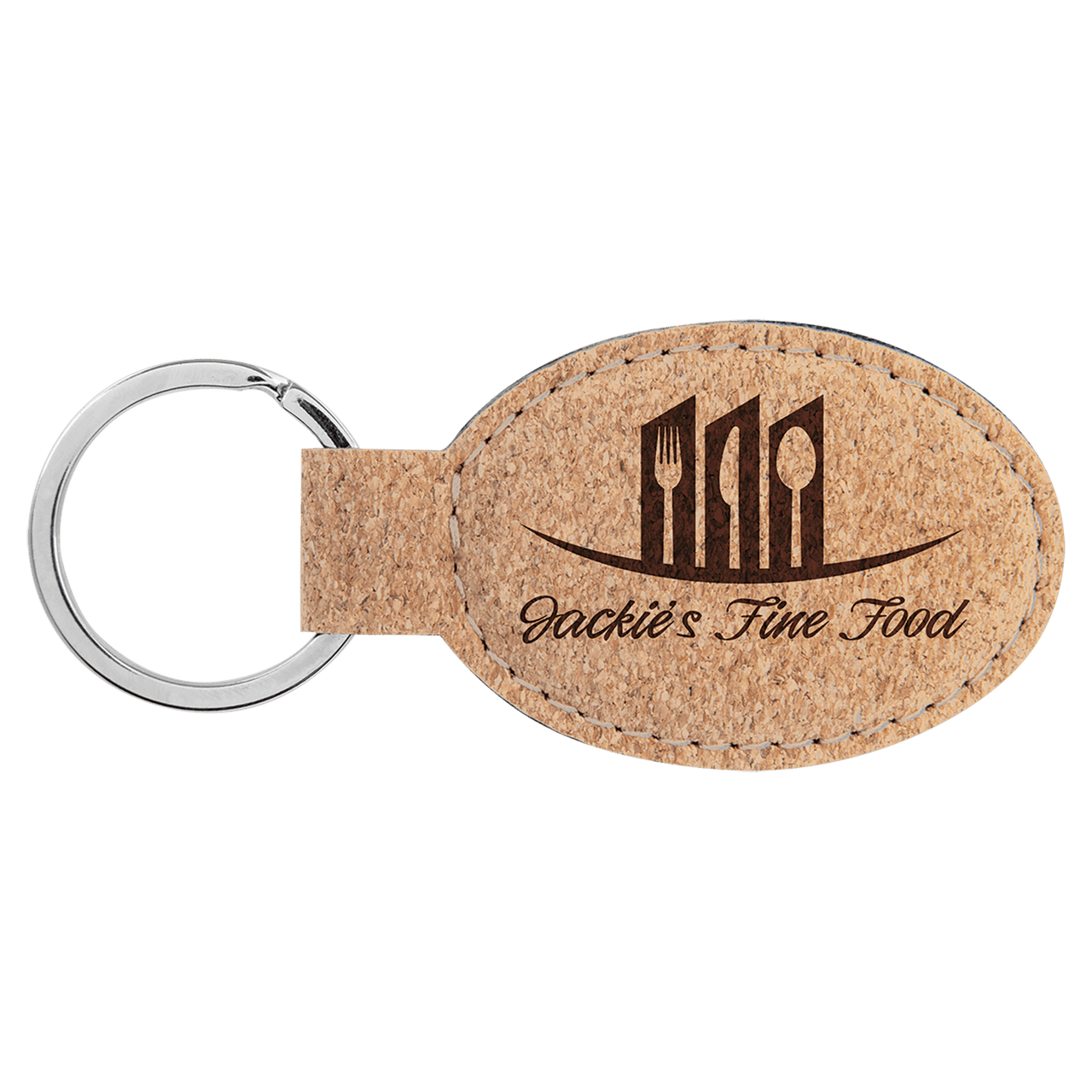 3" x 1 3/4" Dark Brown Laserable Leatherette Oval Keychain