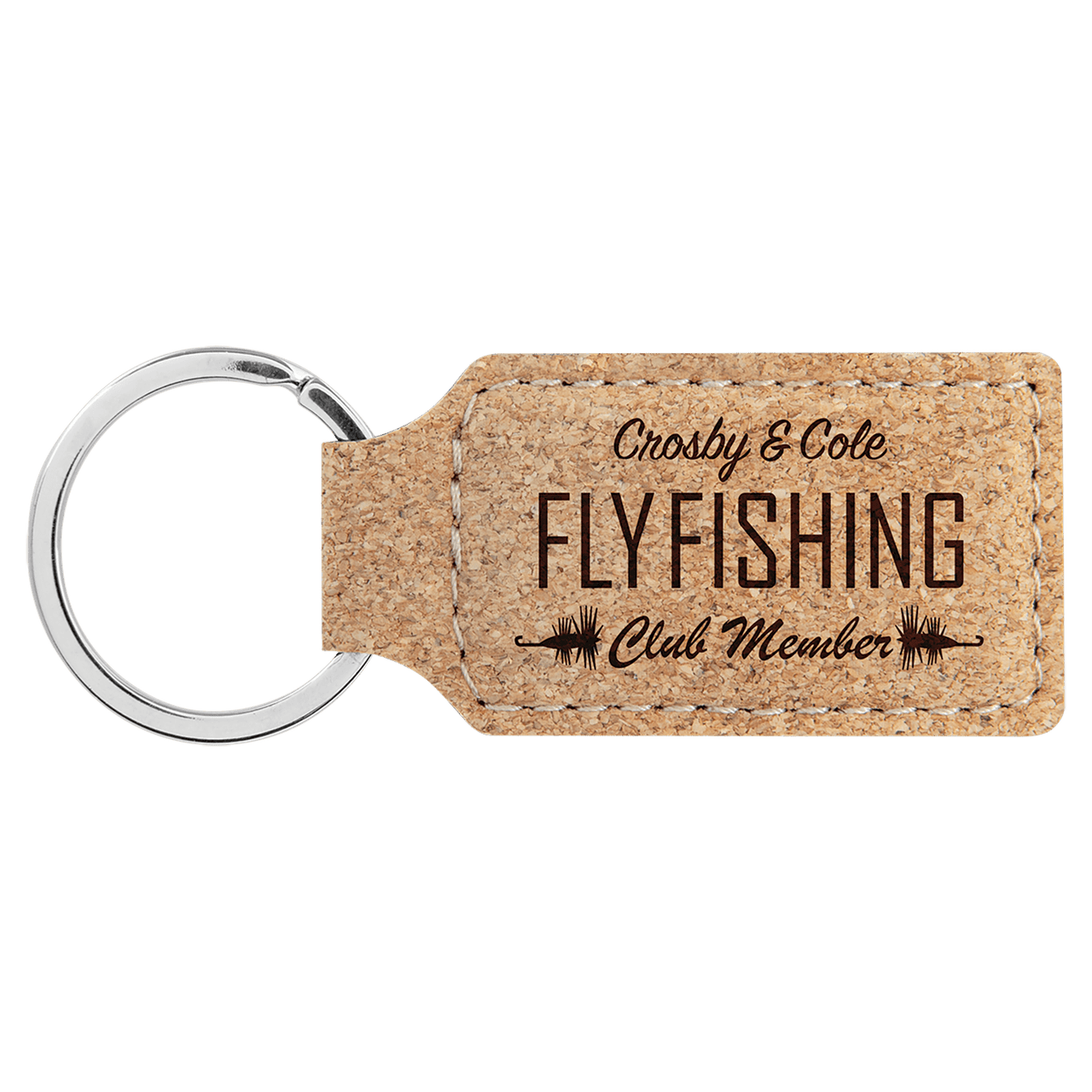 2 3/4" x 1 1/4" Dark Brown Laserable Leatherette Rectangle Keychain