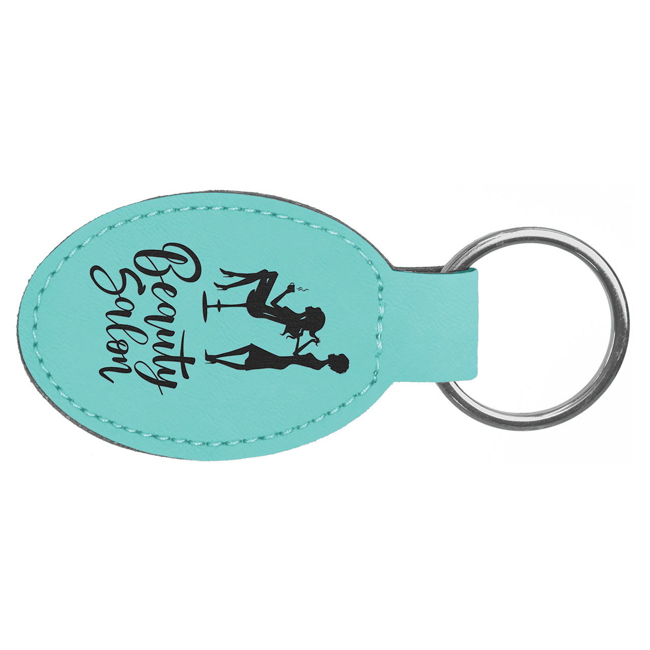 3" x 1 3/4" Dark Brown Laserable Leatherette Oval Keychain