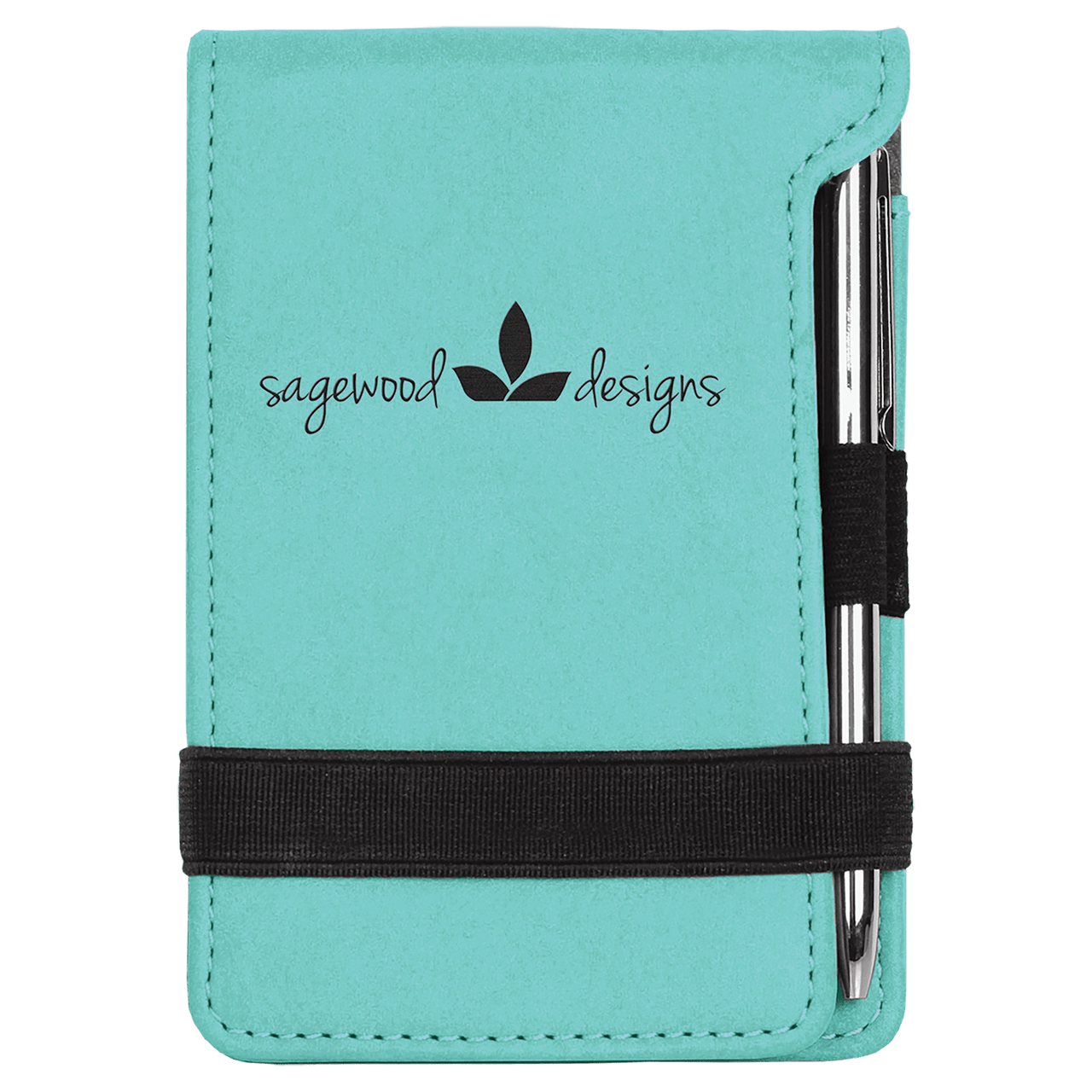 3 1/4" x 4 3/4" Rawhide Laserable Leatherette Mini Notepad with Pen