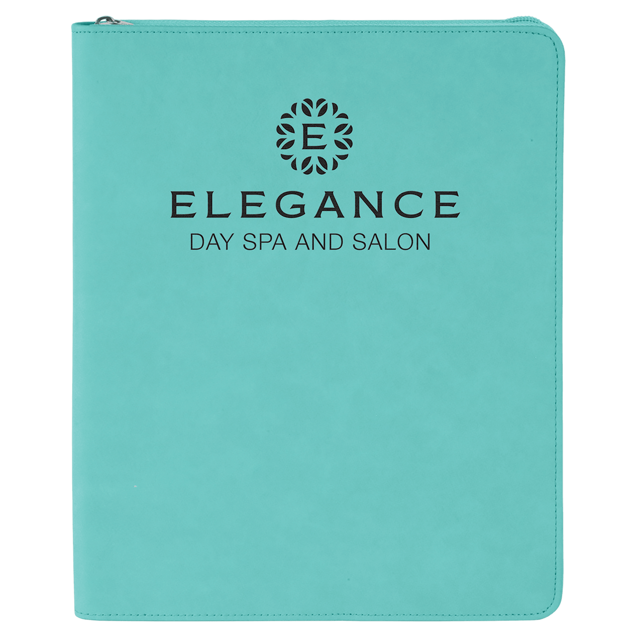 9 1/2" x 12" Dark Brown with Zipper Laserable Leatherette Portfolio with Notepad