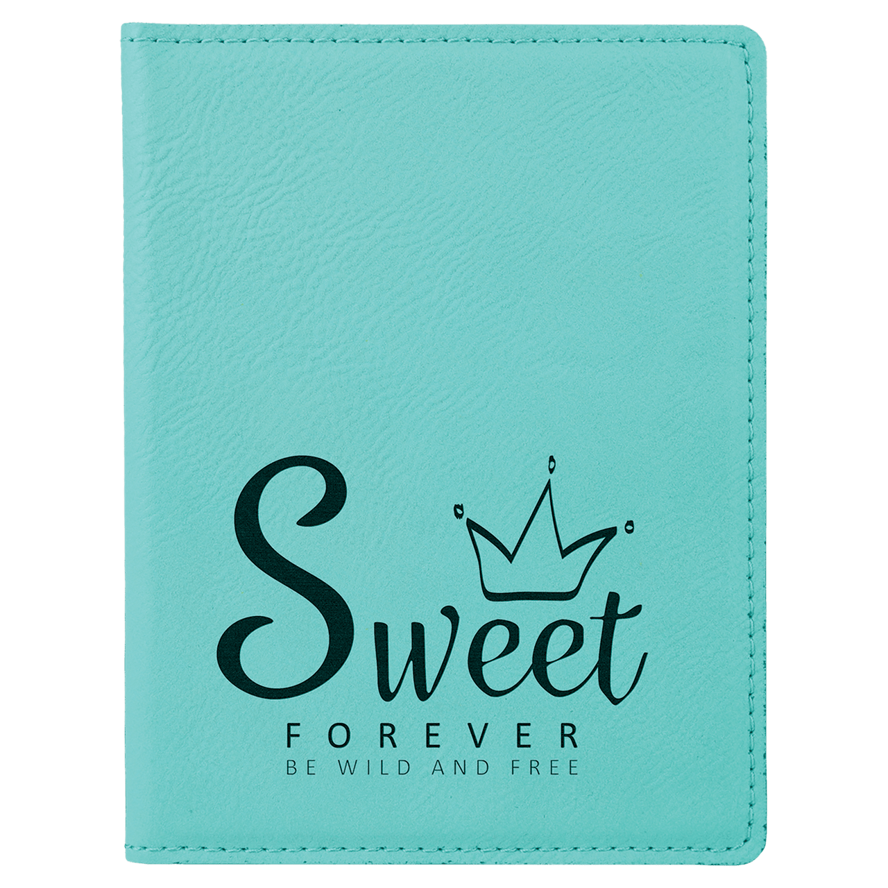 4 1/4" x 5 1/2" Black/Silver Laserable Leatherette Passport Holder