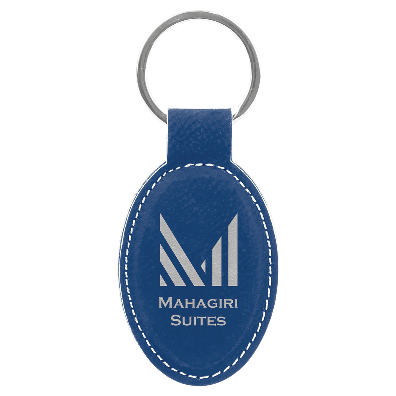 3" x 1 3/4" Dark Brown Laserable Leatherette Oval Keychain