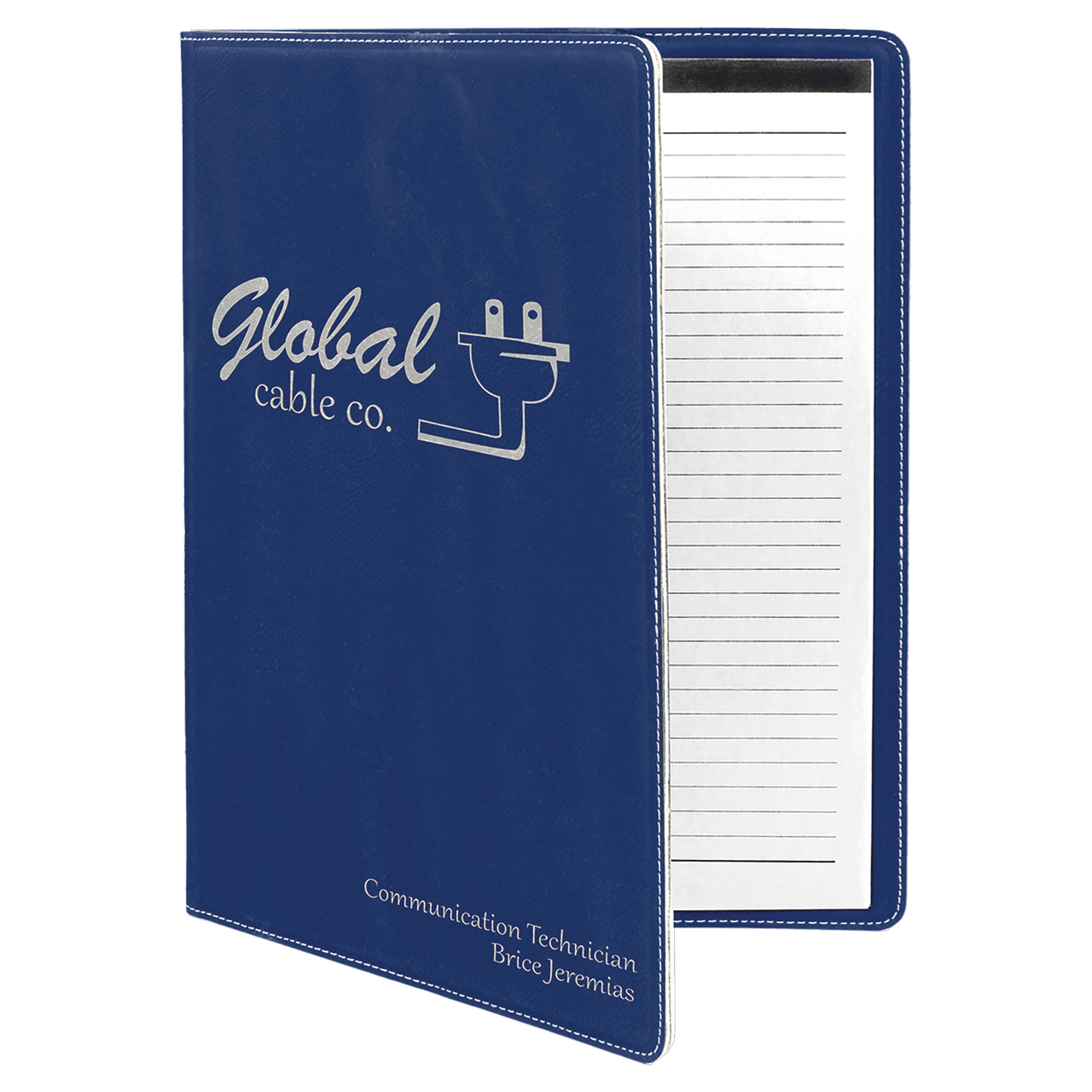 9 1/2" x 12" Pink Laserable Leatherette Portfolio with Notepad