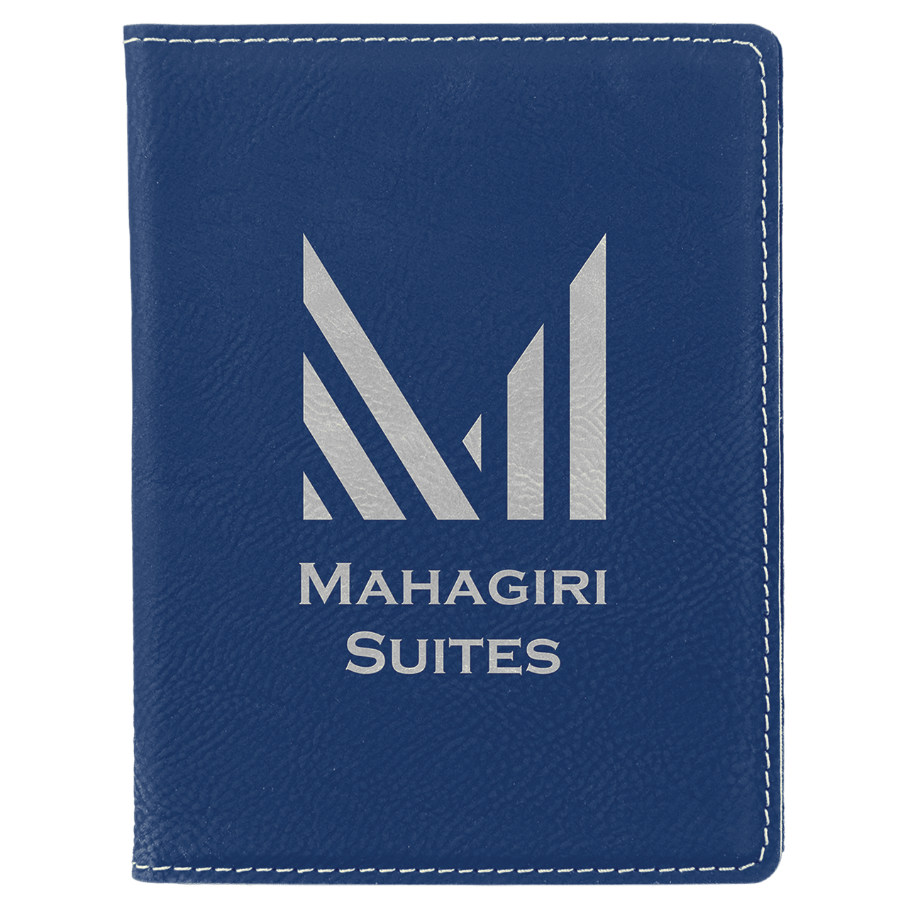 4 1/4" x 5 1/2" Black/Silver Laserable Leatherette Passport Holder