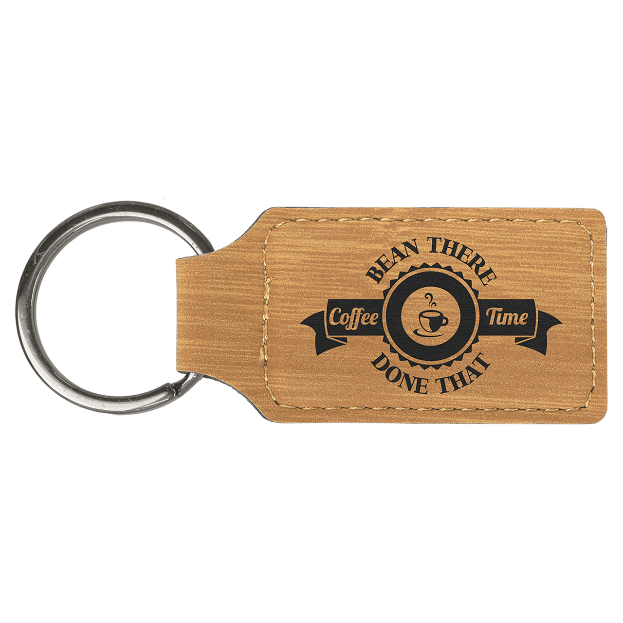 2 3/4" x 1 1/4" Dark Brown Laserable Leatherette Rectangle Keychain