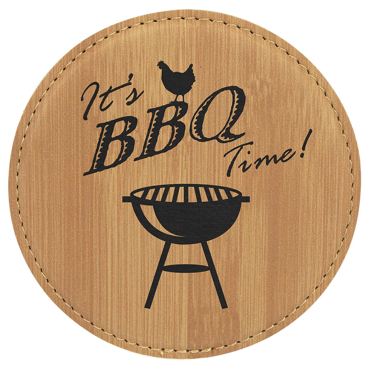 4" Round Teal Laserable Leatherette Coaster