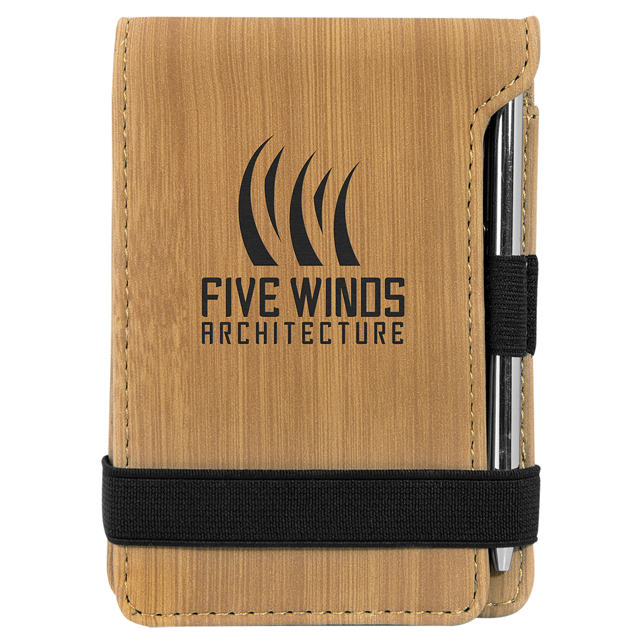 3 1/4" x 4 3/4" Rawhide Laserable Leatherette Mini Notepad with Pen